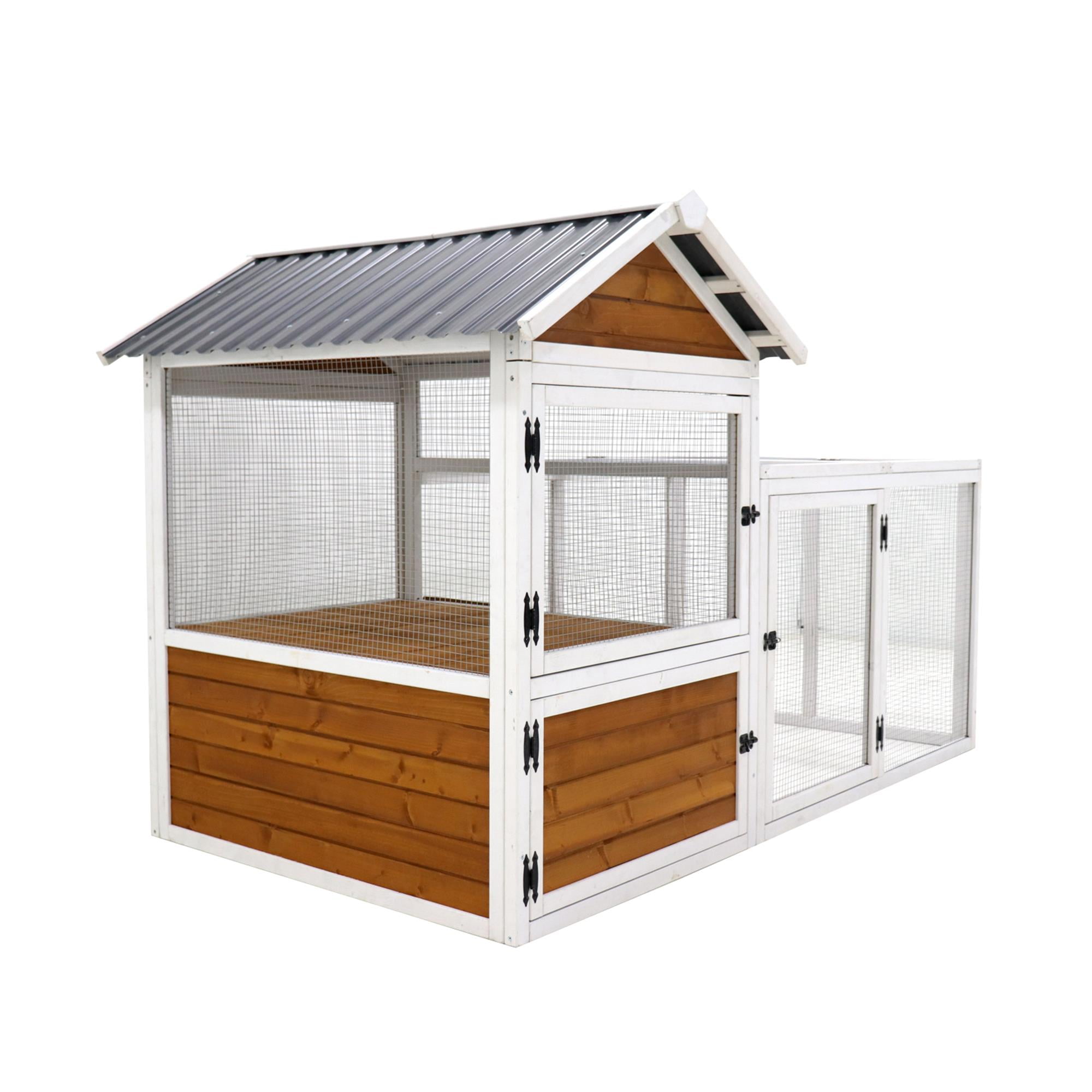 Pefilos 77" Outdoor Large Chicken Coop with Waterproof PVC Board, Wood Hen House Duck Coop with Nest Box, Rabbit Hutch for Indoor, Bird Cage, Brown Pefilos 77" Outdoor Large Chicken Coop with Waterproof PVC Board, Wood Hen House Duck Coop with Nest Box, Rabbit Hutch for Indoor, Bird Cage, Brown
