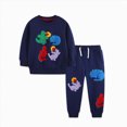 thumbnail image 6 of NOLDARES Toddler Baby Boy Fall Winter Clothes 2pcs Long Sleeve Sweatshirt Tops Elastic Waist Pants Set Funny Print Outfits Clothing(Blue,1-2 Y), 6 of 8