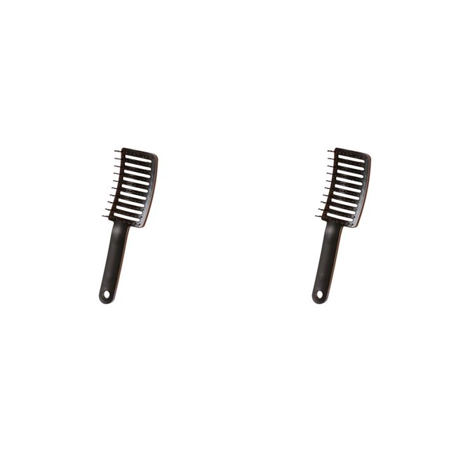 Seitruly Cepillo de pelo con ventilación, peine curvo profesional, pelo húmedo antiestático, herramientas de peinado saludables para salón, Negro 2piezas
