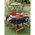 thumbnail image 4 of Outdoor Tablecloth with Umbrella Hole for Patio/Picnic/Party/Camping, Japanese Style Waterproof Table Cloth Round Cover Washable, Modern Cranes Cherry Flower Wave Red Blue (Dia 60"), 4 of 8