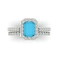 thumbnail image 2 of Clara Pucci 18K White Gold 2.16 Simulated Turquoise Engraveable Engagement Ring + Wedding Band Set, 2 of 7