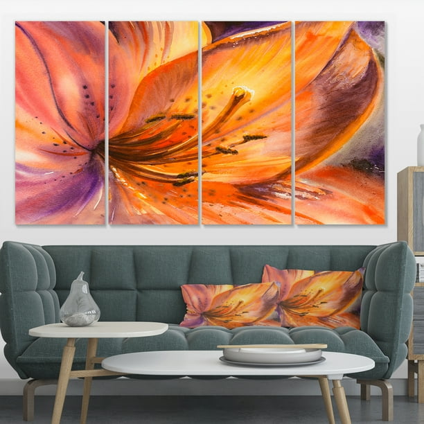 Fleur de Lys Orange - Toile Florale Art Print