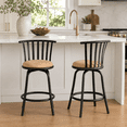 thumbnail image 3 of Homy Casa Adjustable 24" or 29" Swivel Bar Stools Set of 2, Contemporary Faux Leather Upholstered, Brown, 3 of 11