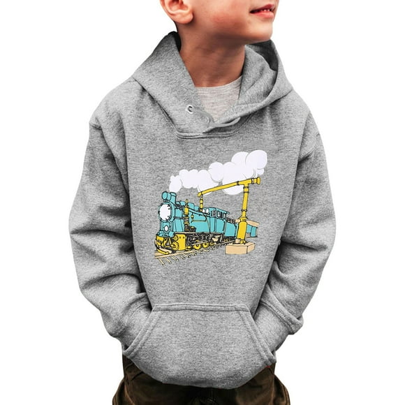 Toddler Baby Boys Hoodie Long Sleeve Boys Pullover Hoodies Cartoon Train Soft Fall Winter Hooded Sweatshirt