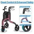 thumbnail image 3 of Andador de 3 ruedas HOMLAND para personas mayores, plegable, apto para FSA/HSA, con soporte para bastón y vaso, ligero y ajustable en altura., 3 of 5