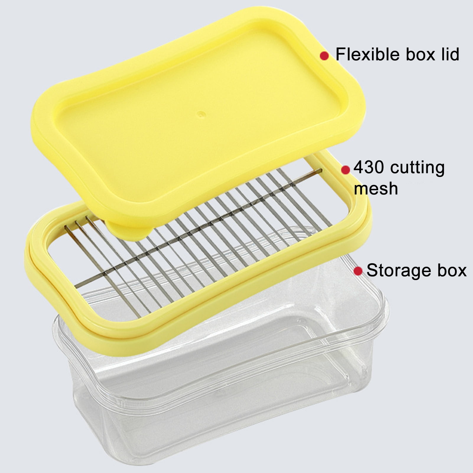 Manwang Refrigerated Butter Slicer Cutter Stainless Steel Butter Slicer  Cutter with Lid Easy Cutting for Two 4oz Sticks Countertop Refrigerated  Butter