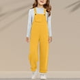 thumbnail image 7 of Coerni Girls' Vintage Jumpsuit Teens Baggy Wide Leg Jeans Overall Shorts with Pockets Kids Solid Retro Washed Strap Jumpsuits Pants, 7 of 7