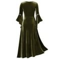 thumbnail image 4 of Oksale Renaissance Dresses for Women Lace Up Corset Dress Vintage Victorian Dresses Long Bell Sleeve Dress Floor Length Maxi Dresses Square Neck Dress for Party Green, 4 of 4