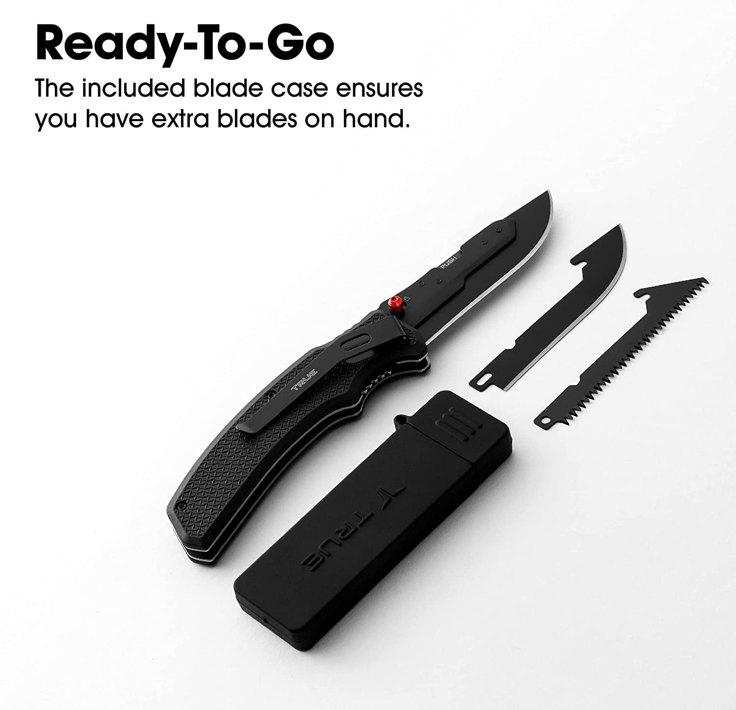 True Replaceable Blades Pocket Knife, Black/Grey