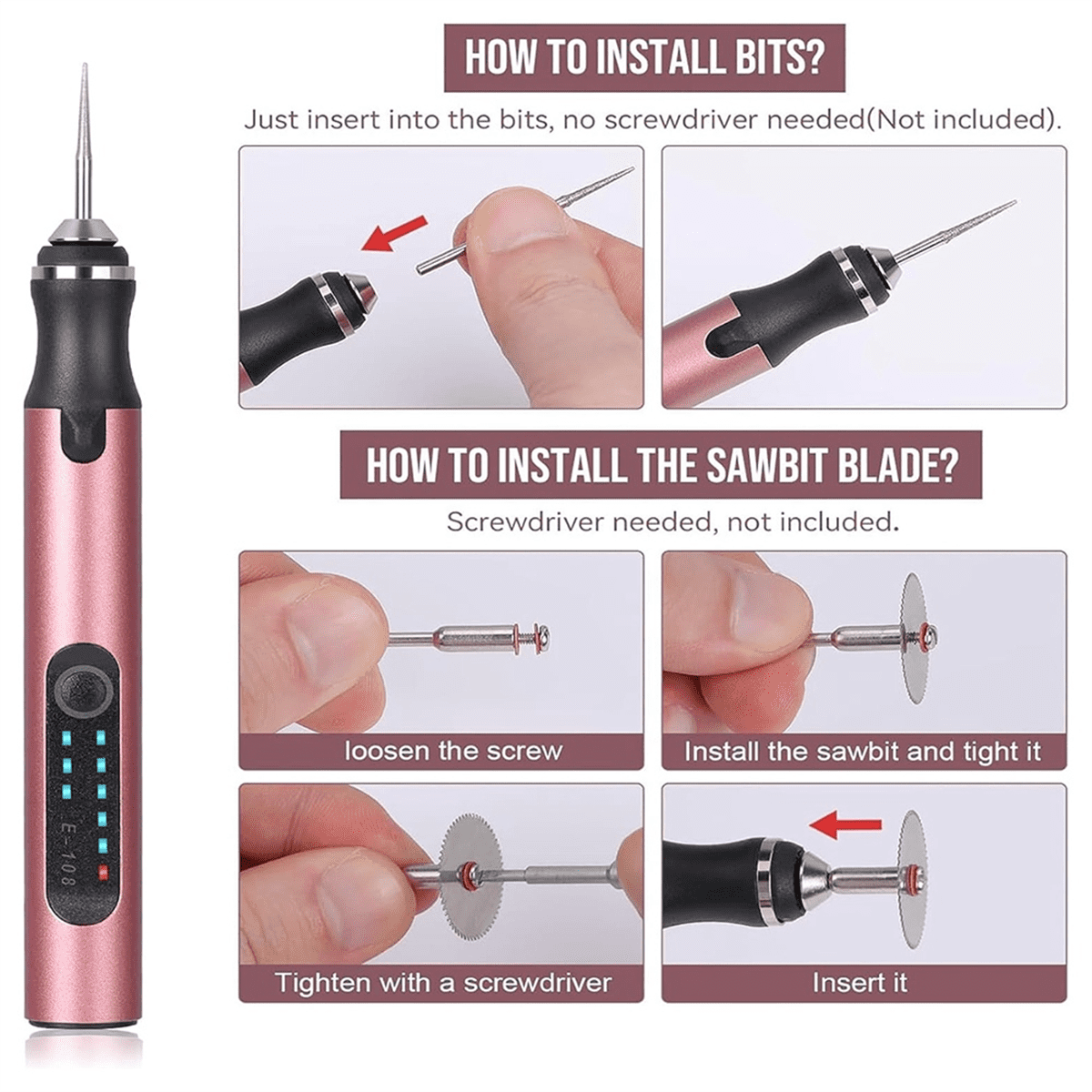 Electric Engraving Pen with 37 Bits, USB Rechargeable Cordless , Portable DIY Rotary Engraver