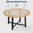 thumbnail image 4 of Home Kitchen 47" Round Dining Table, Industrial Dinner Table for 4 to 6, Wooden Kitchen Table with Sturdy Metal Frame & Rustic Brown Finish, Circle Kitchen Table for Dining Room, 4 of 7