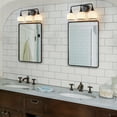 thumbnail image 6 of KAISITE 3-Lights Vanity Lights with Milky White Frosted Glass Shade Black Bathroom Light Fixtures 22.4" Wall Sconce Lighting Bath, 6 of 8
