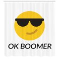thumbnail image 3 of OK Boomer Shower Curtain, Funny Graphic with Meme Phrase and Emoji Face with Sunglasses, Fabric Bathroom Set with Hooks, 69W X 75L Inches Long, White Dark Grey and Yellow, by Ambesonne, 3 of 3