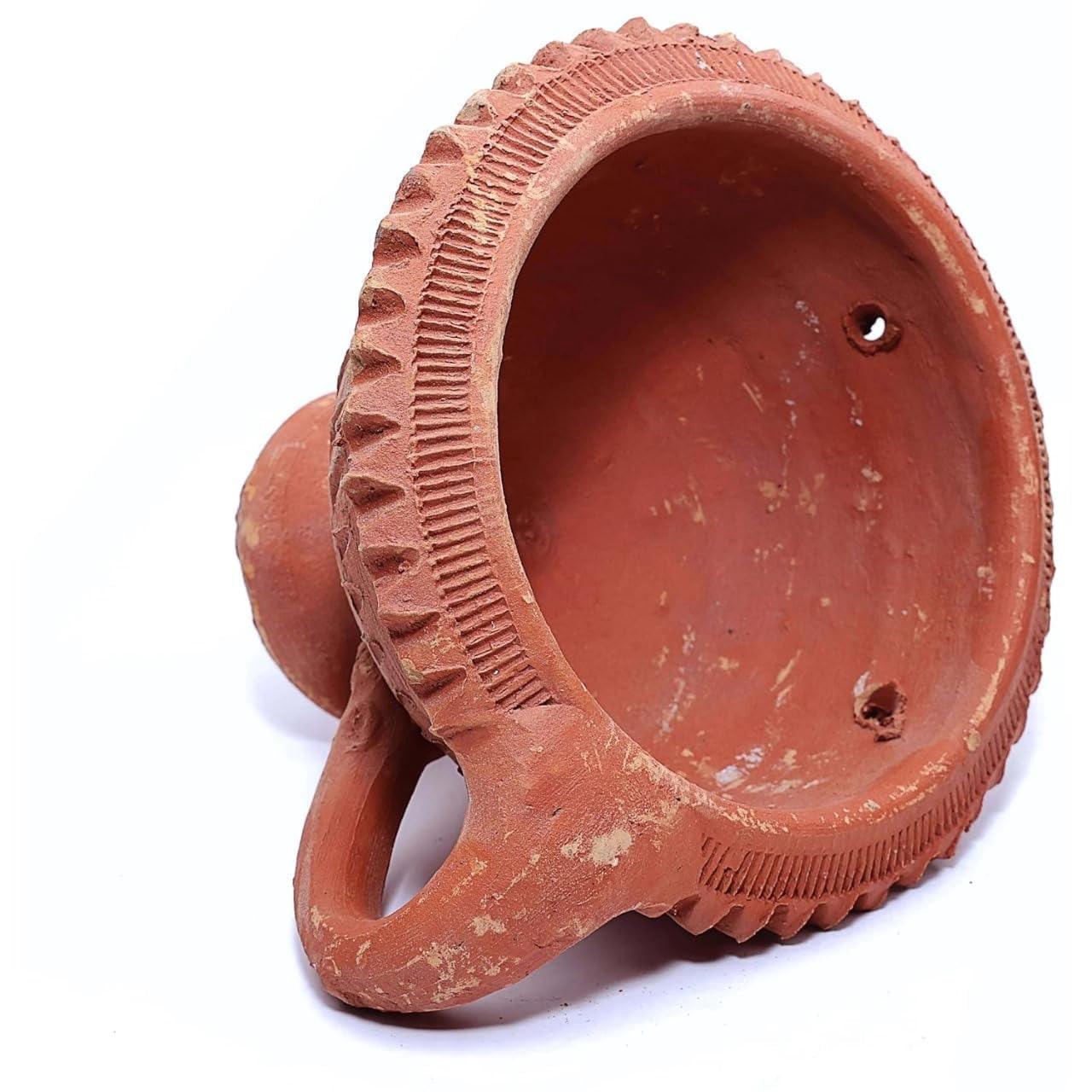 Clay Dhoop Burner/Incense Holder with Handle – Traditional Mitti Loban Dan for Pooja, Hawan & Aromatherapy