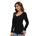 thumbnail image 3 of Long Sleeve Shirts for Women Sexy V Neck Tops Fitted Tight T Shirts Basic Tee, 3 of 6