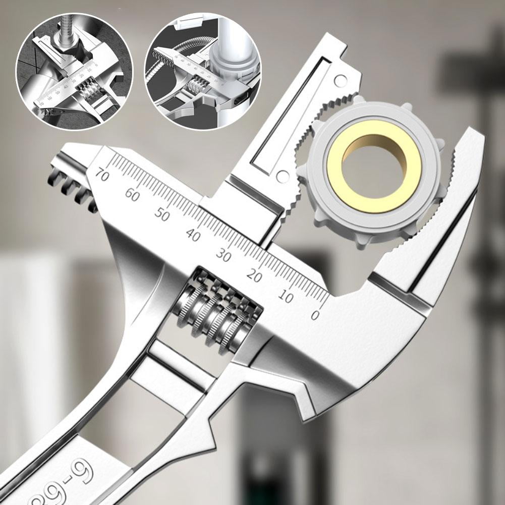 Universal Bathroom Sink Wrench Tool Adjustable Faucet Installation Keychain Plumber Repair Key Set