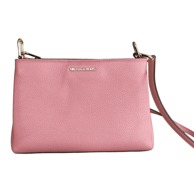 Michael Kors Trisha Medium Triple Compartment Crossbody Bag Rose Pink  Leather