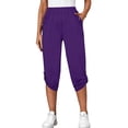 thumbnail image 3 of FASHIONWT Women Elastic Waist Chino Calf-Length Capri Pants, 3 of 4