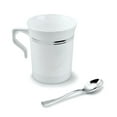 thumbnail image 3 of " OCCASIONS" 120 Mugs Pack, Heavyweight Disposable Wedding Party Plastic 8 oz Coffee Mugs /Tea Cups/Cappuccino Cups/Espresso Cup with Handles (8 oz Mugs, White & Silver Rim), 3 of 8