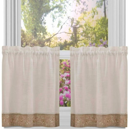 Achim Oakwood Kitchen Curtains Set Of 2 Walmart Com