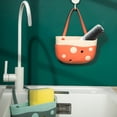 thumbnail image 3 of Kitchen Sink Storage Baskets Cheese Design Drain Rack Hanging Organizer Holder for Gadget Brush Sponge (Red + Beige), 3 of 8