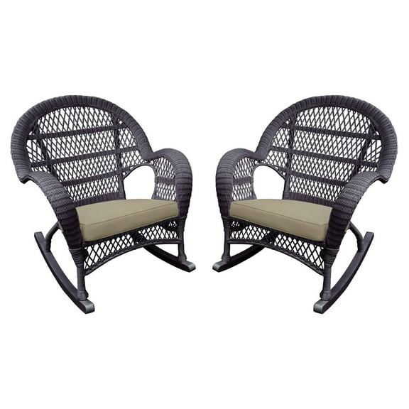 Jeco Santa Maria Wicker Patio Rockers with Optional Cushion - Set of 2