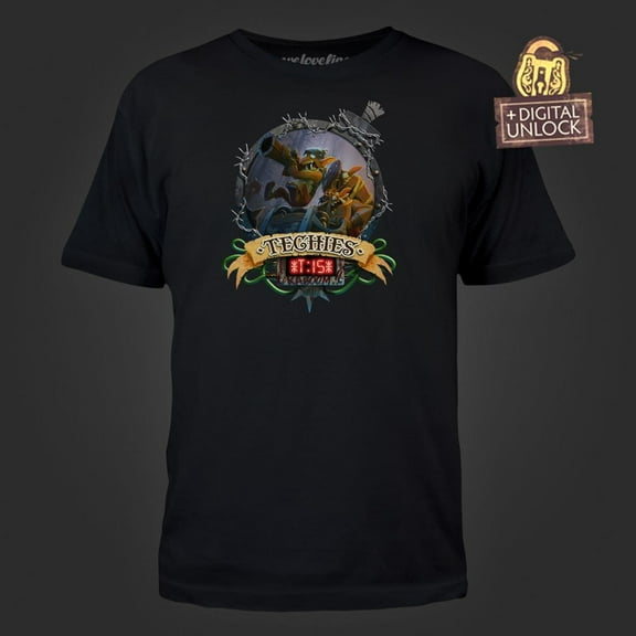 Mighty Fine DOTA 2 Techies KaBOOM! Men's Black Tee XX-Large with Digital Unlock Code Male
