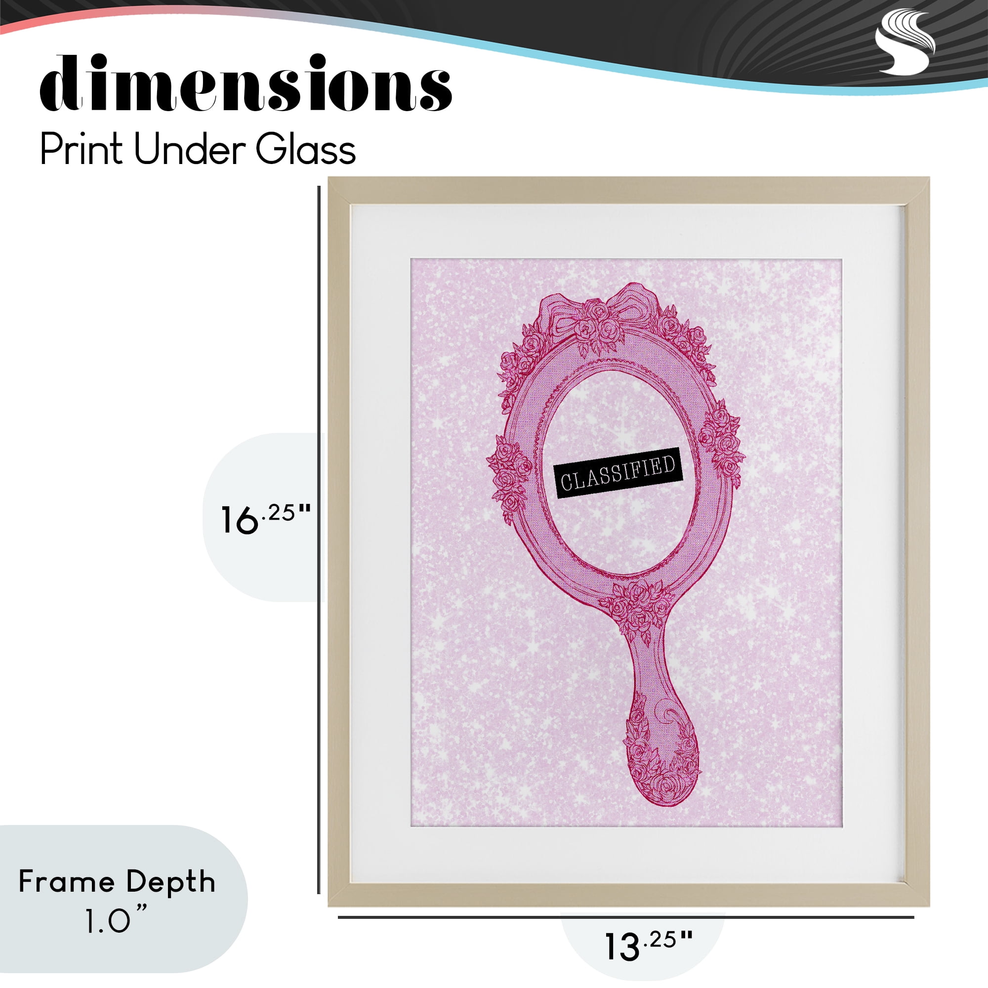 Stupell Industries Classified Ornate Pink Mirror Birch Framed Print Under Glass, design by Ziwei Li