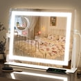 thumbnail image 1 of FENNIO Vanity Mirror with Lights 22''x18'' Makeup Mirror with Lights,Lighted Makeup Mirror with 10X Magnification and USB，Smart Touch Screen with 3-Color Lighting,Dimmable（Square White）, 1 of 7