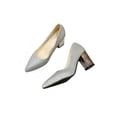thumbnail image 3 of Oucaili Ladies High Heels Slip On Pump Shoes Pointy Toe Pumps Non-slip Low Top Dress Shoe Womens Silver 9.5, 3 of 5