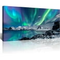 thumbnail image 1 of Pared decorativa de lona grande para salón, decoración de habitación estilo granja, pintura mural de paisaje aurora azul, arte decorativo para interiores, 1 of 6