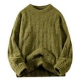 thumbnail image 5 of Juslio Men Sweaters Pullovers Sweaters Solid Crew Neck Long Sleeve Fashion Army Green, 5 of 5