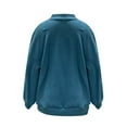 thumbnail image 5 of ManxiVoo Women's Half Zip Pullover Sweatshirt Oversized Soft Fuzzy Sweater with Pockets Cozy Winter Wear XL Size Blue, 5 of 5