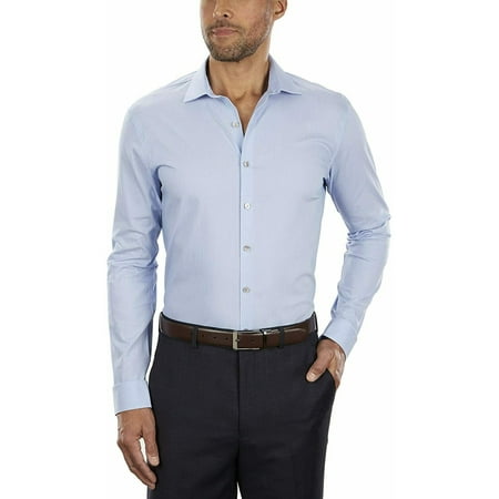 KENNETH COLE Mens Blue Collared Slim Fit Stretch Dress Shirt 17.5- 32/33