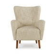 thumbnail image 2 of Benjara Sonie Accent Chair, Beige Polyester, Soft Cushions, Tapered Brown Wood Legs, 2 of 5