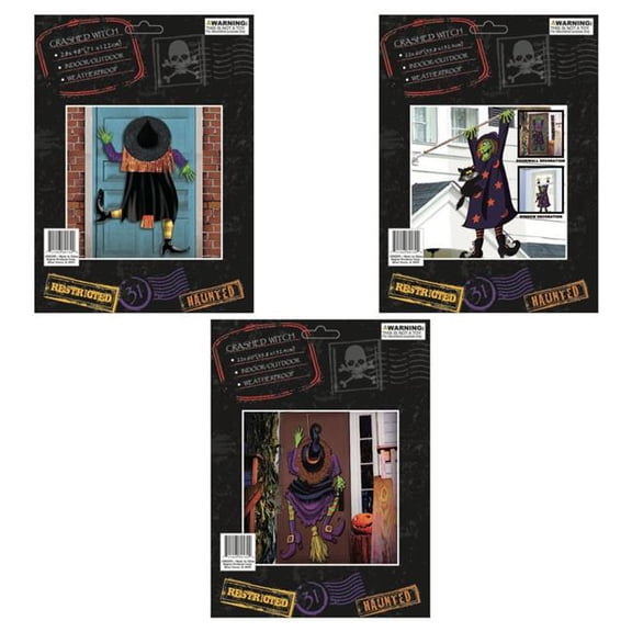 Purple and Black Crashed Witch Door or Wall Decoration