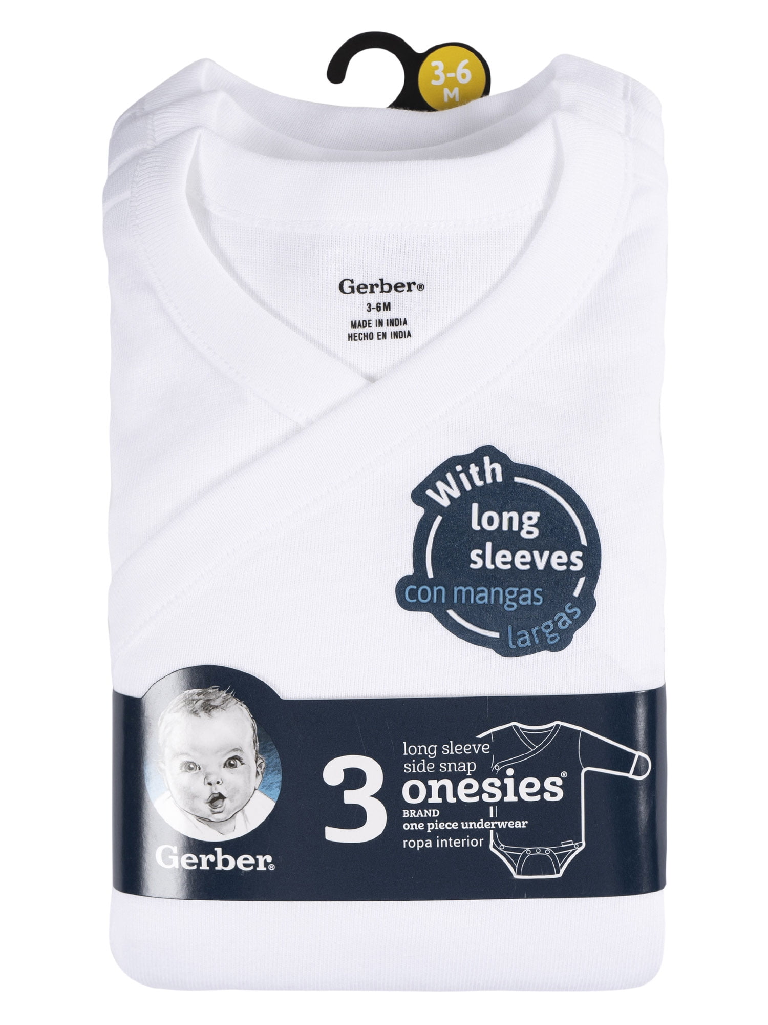 Baby Unisex Leisure White Sidesnap Cotton Bodysuit, 3-Pack, Sizes 0/3 Months-3/6 Months