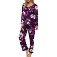 thumbnail image 1 of Puntoco Mujer Halloween Moda Casual Impreso V-Cuello Manga Larga + Pantalones Traje Púrpura Xl, 1 of 5