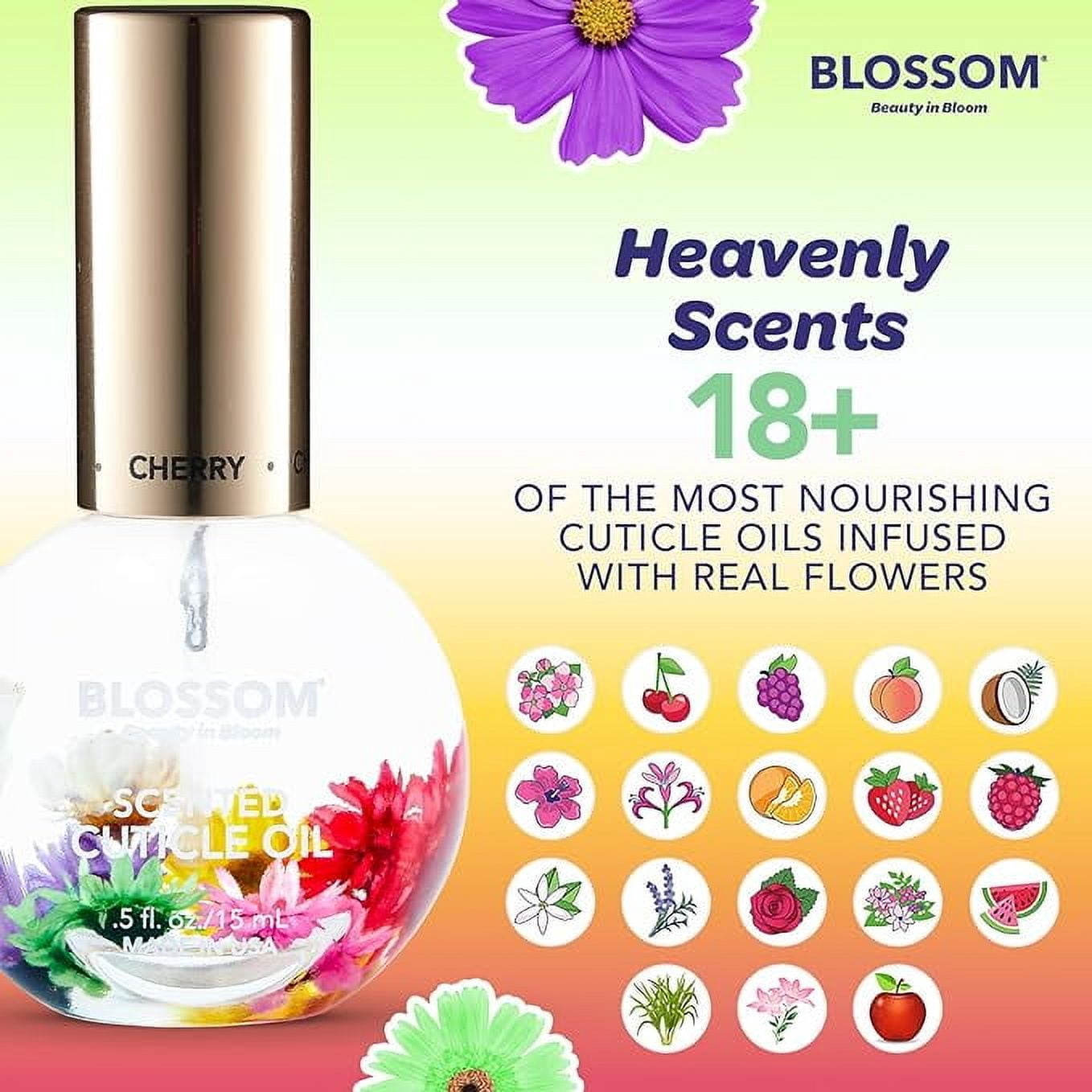 (2 pack) Blossom Hydrating, Moisturizing, Strengthening, Scented Cuticle Oil, Infused with Real Flowers, 0.42 fl. oz, Cherry
