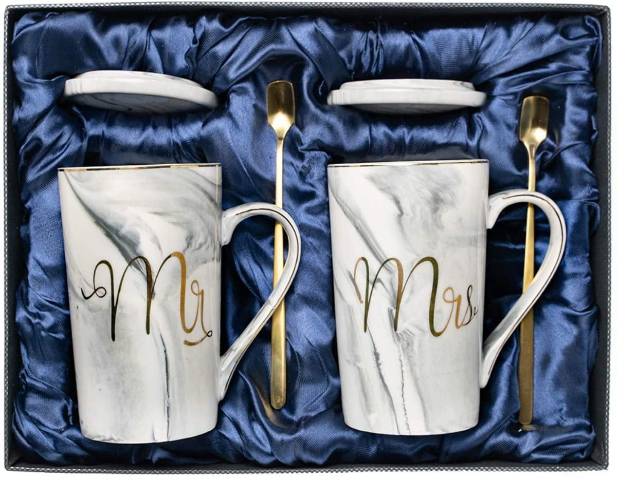 His and Hers Bride Grature Couples Mr and Mrs Coffee Mug Gift Set 