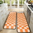 thumbnail image 4 of Kitchen Rugs Sets Of 2,Orange and White Wavy Checkerboard Pattern Anti Fatigue Kitchen Mat Rugs Non Slip Washable,Decorative Kitchen Floor Mats for Kitchen,Sink,Laundry,17"x47"+17"x47", 4 of 5