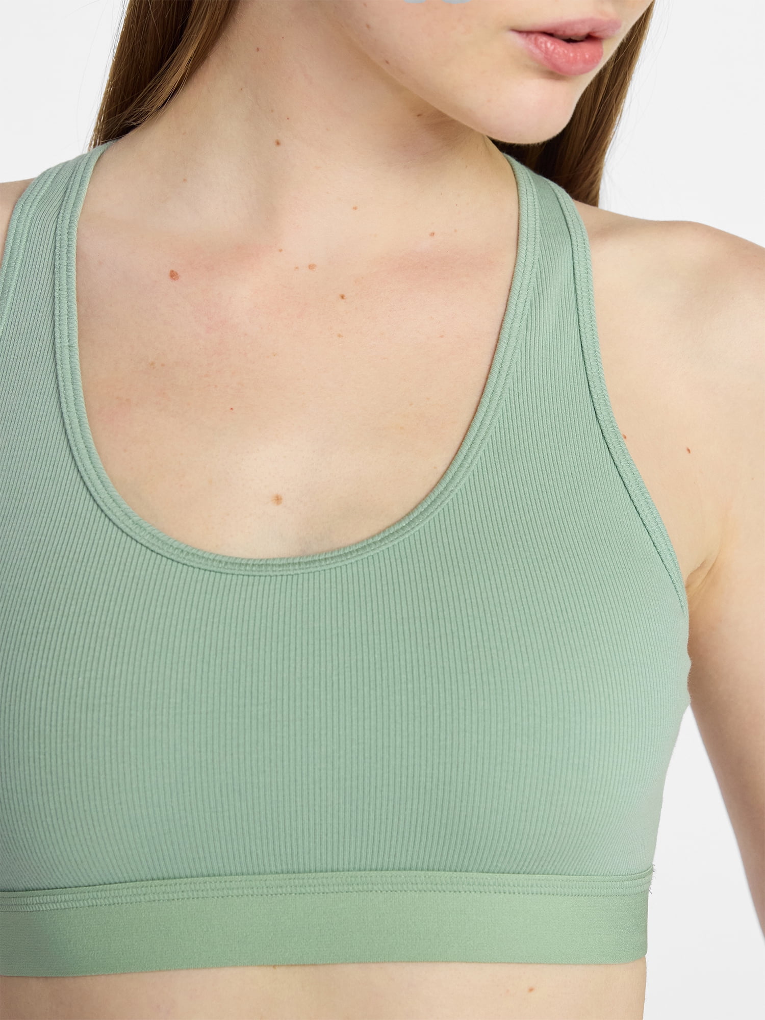 No Boundaries Cotton Stretch Ribbed Racerback Bralette, Women's XS-3XL