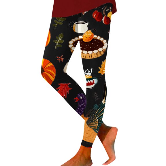 Thanksgiving Turkey Print Women's Leggings Comfortable Breathable Stretchy Soft Yoga Pants For Workout Casual Wear