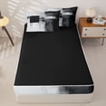 thumbnail image 4 of Homewish Black Watercolor Zipper Twin Comforter Sets with Fitted Sheet and 2 Pillowcases,Vintage Geometric Art Zipper Bedding Set,Black Reversible,4pcs, 4 of 8