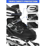 MammyGol Adult Inline Skates for Men Women, Roller Skates with Carbon Steel Bearings, TPR Brake, EVA Lining, PVC Upper | Adjustable Size Better Fit for Beginner Skating Enthusiasts Black