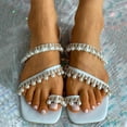 thumbnail image 2 of VerPetridure Sandals Flats for Women Vintage Lace Up Beaded Roman Sandals Slipper Flat Heel Slingback Sandals, 2 of 9