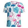thumbnail image 5 of Flamingo Pattern Women's Short Sleeve T-Shirt Crew Neck Casual Summer Trendy Loose Fit Tops, 5 of 6