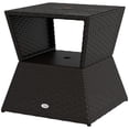 thumbnail image 1 of Outdoor PE Rattan Wicker Coffee Table with Umbrella Hole, Dark Coffee Square Side Table with Storage Shelf, Metal Frame Garden Bistro Table for Patio, Poolside, and Backyard, 1 of 7