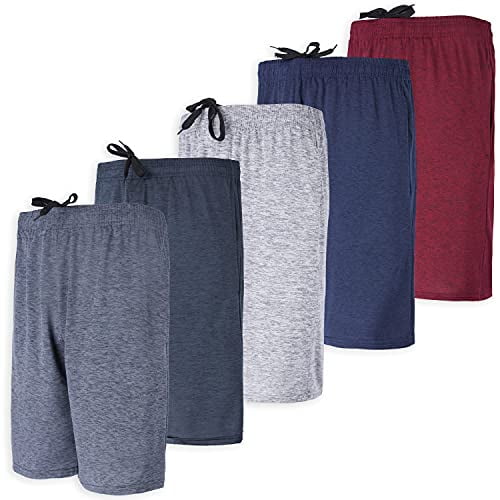 5 Pack: Quick Dry Fit Dri-Fit Big Boys Girls Youth Clothing Knit Active Athletic Performance Basketball Soccer Lacrosse Tennis Exercise Summer Activewear Gym Teen Running Shorts -Set 4- L (12/14)