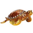 thumbnail image 3 of Tortoise Figurine Electroplated Turtle Jewelry Trinket Storage Box Ornament with Rhinestones, 3 of 5